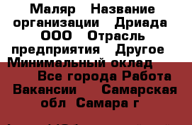 Маляр › Название организации ­ Дриада, ООО › Отрасль предприятия ­ Другое › Минимальный оклад ­ 18 000 - Все города Работа » Вакансии   . Самарская обл.,Самара г.